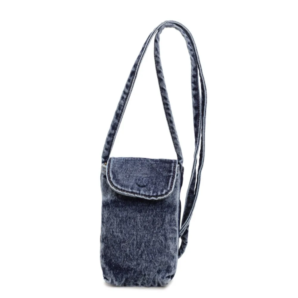 Simple Y2K Denim Crossbody Bag Large Capacity Solid Color Phone Purses Retro Street Style Jeans Messenger Bag Outdoor