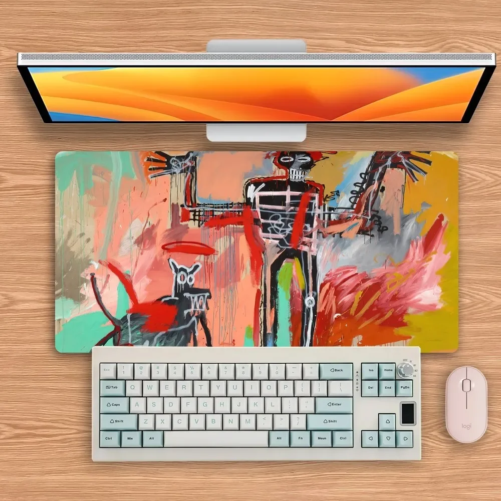 J-Jean-Michel B-Basquiat Art Mouse Pad grande tastiera scrivania Computer PC Mat Notbook Pad