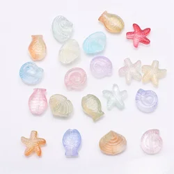 20Pcs Mixed Starfish /Snail /Shell/ Small Fish Crystal Glass Pendants Beads DIY Making Earing Necklace Waist Jewelry Accessories