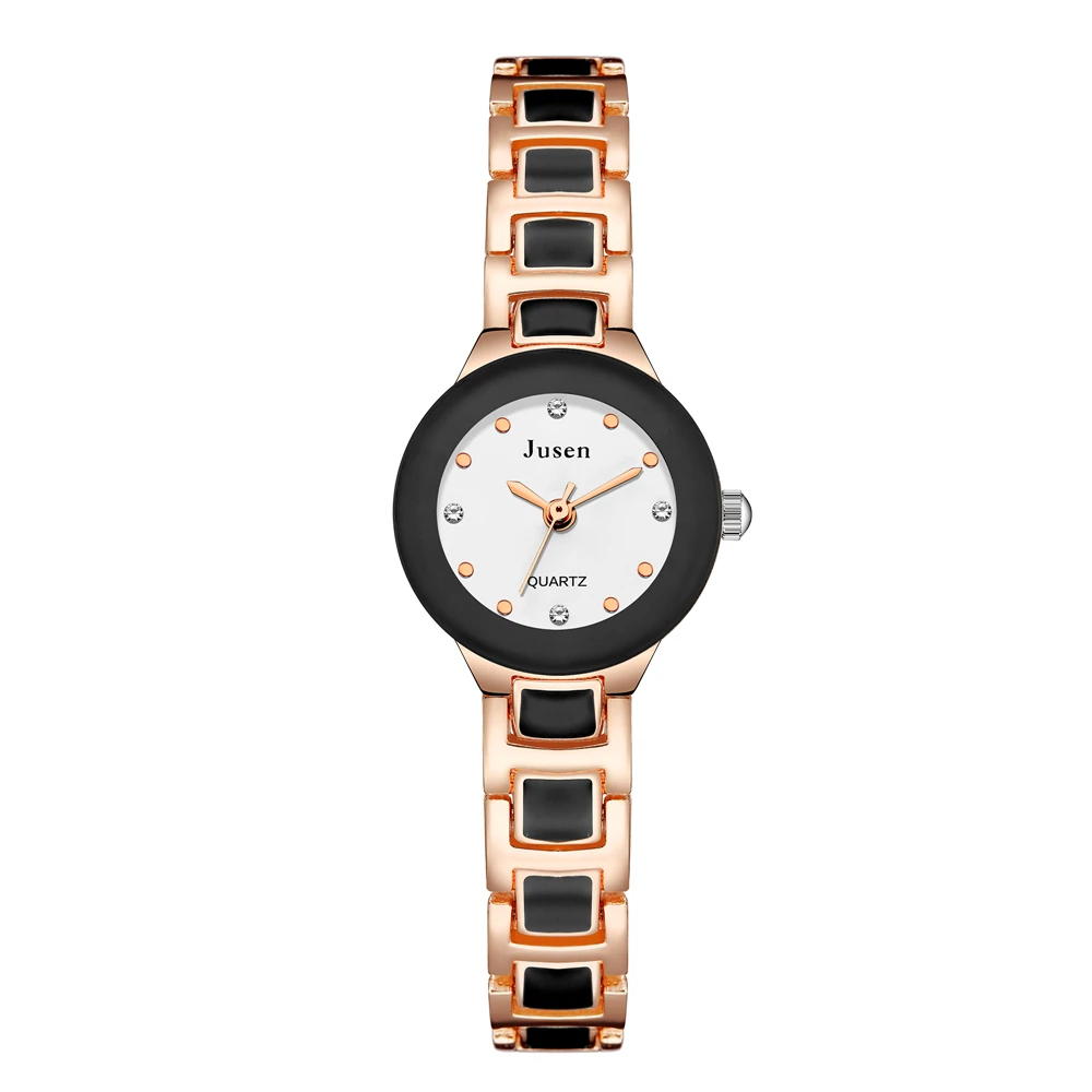 ファッション スモール ブラック ダイヤル ラインストーン クォーツ レディース ブレスレット ウォッチ