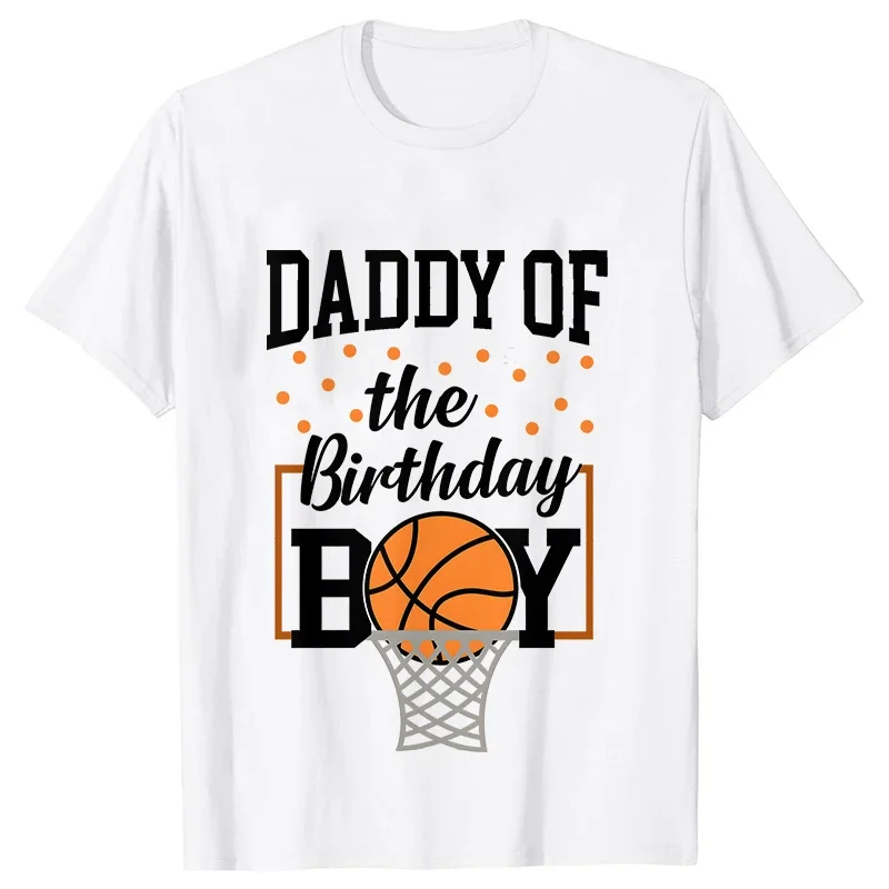 Birthday Boys T Shirt 3-10 Years Basketball Graphic White Tops Family Party Group Matching Tees Siblings Unisex & Kids Clothes