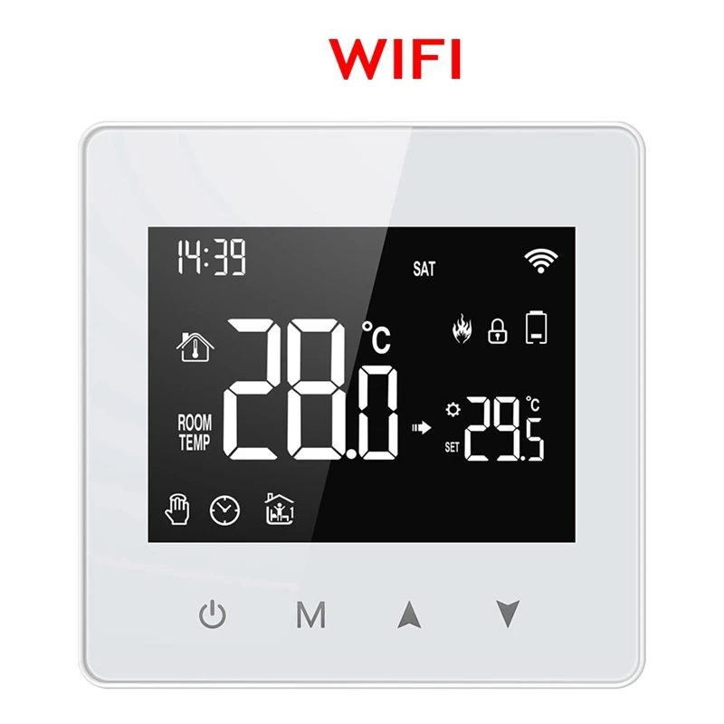 ترموستات Tuya-Wi-Fi للمنزل الذكي ، يعمل بالبطارية ، جهاز تحكم في درجة الحرارة ، غلاية غاز ، يعمل مع مساعد صوت ، ABS أبيض