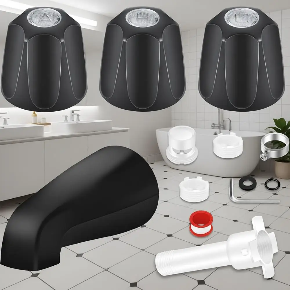 

Universal Tub Shower Trim Kit with Shower Knob and Tub Spout, Matte Black Finish, Compatible with 1/2 and 3/4 IPS Connections