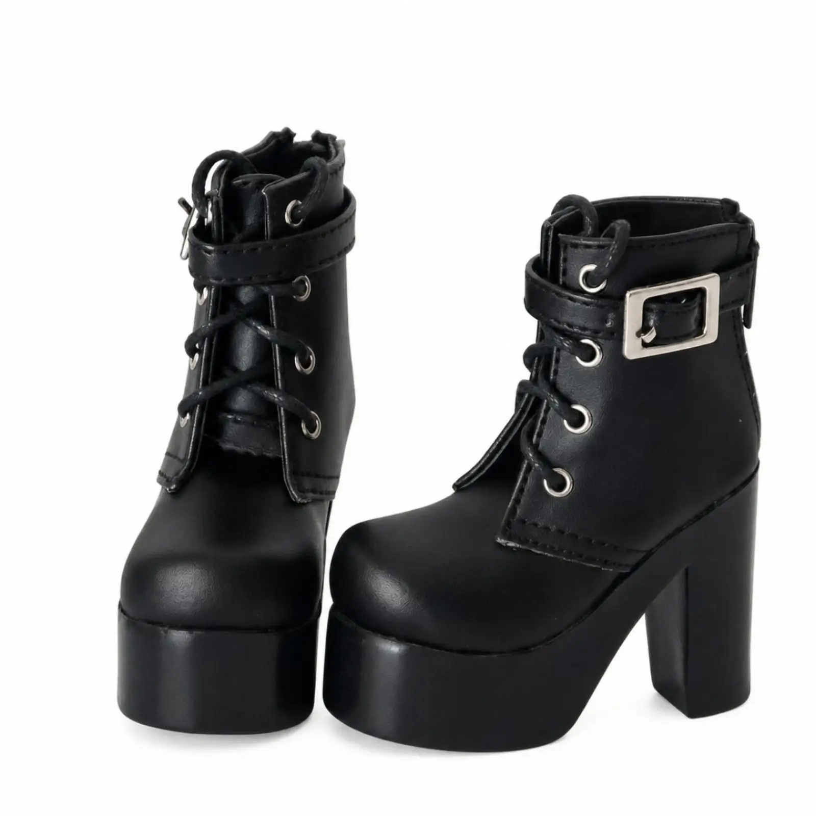 Chunky Doll Boot with Block Heel | top-grain leather Construction, Lace-up Doll Boots
