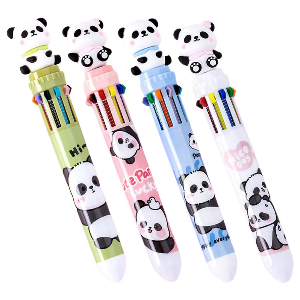 

4 Pcs Ballpoint Pen Kawaii Multicolor Pens Cute Cartoon Panda Miniretractable Student