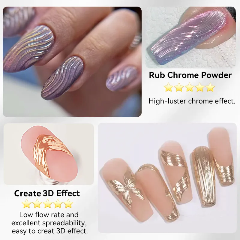 BORN PRETTY เจลทาเล็บ 5 มล. 5 in 1 ท็อปโคทแบบไม่ต้องเช็ด ยาทาเล็บเสริมความแข็งแรง ประดับด้วยคริสตัลและโลหะ สำหรับตกแต่งเล็บแบบ 3 มิติ แกะสลักและปั้นขึ้นรูป