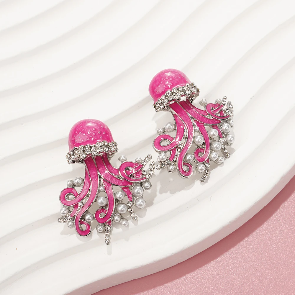 

2024 Trend New Trend Gothic Pink Punk Niche Design Sweet Octopus Earring For Women Y2k Accessories