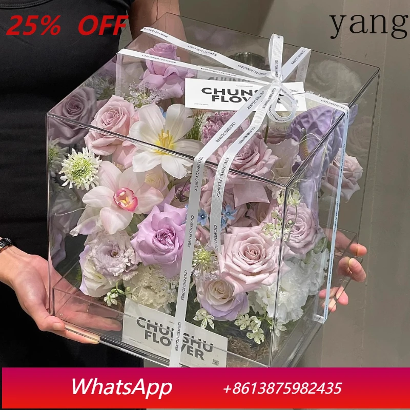 

Прозрачная акриловая коробка для цветов Yjq, упаковка для фруктов и цветов, пустая квадратная коробка, коробка для демонстрации вечных цветов