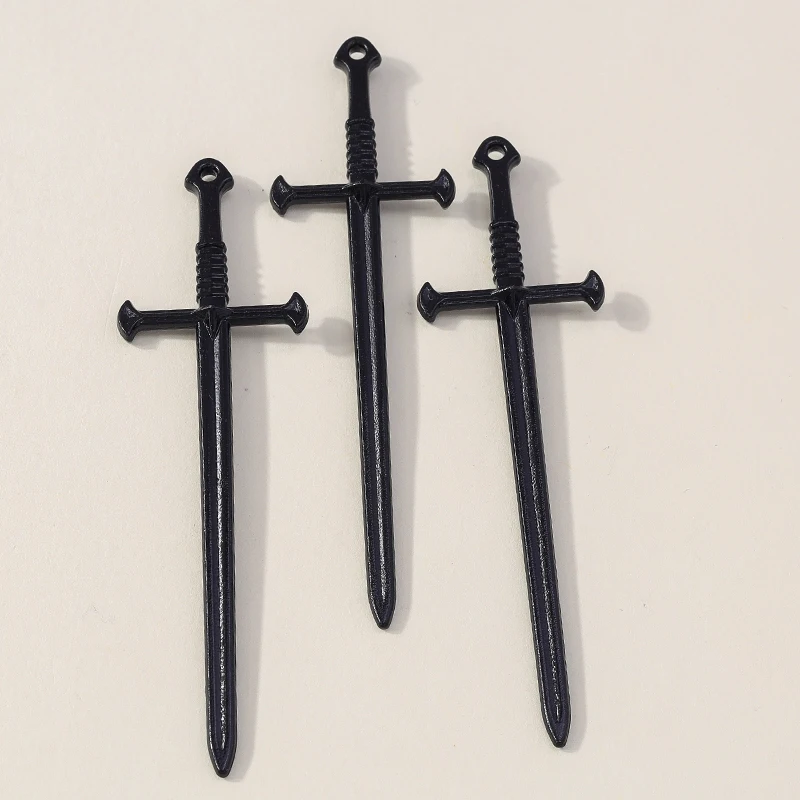 Leslie 10 Stück 24*84mm Steampunk Schwert Kreuz Charms Vintage Antik Silber Farbe Anhänger Halskette Schmuck Erkenntnisse Zubehör – Detail 3