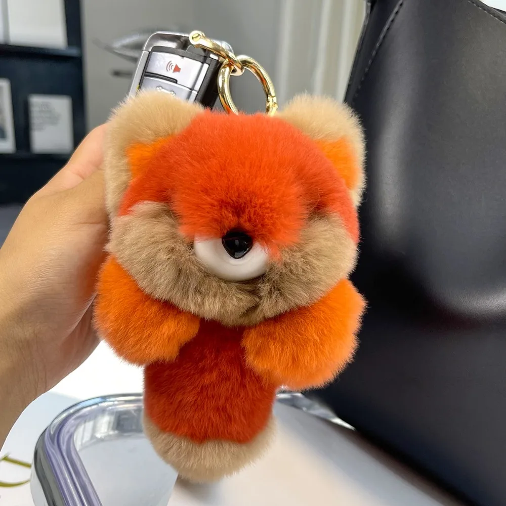 Real Fur Little Animal Plush Pendant Long Tail Stuffed Doll Animal Doll Bag Pendant Plush Soft Fluffy Animal Keychain