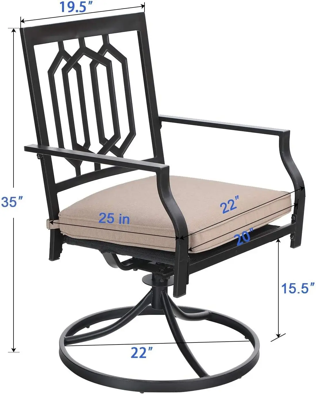 Ensemble de 2 chaises à bascule C en fer et métal, meubles de salle à manger, pour le jardin et l'arrière-cour