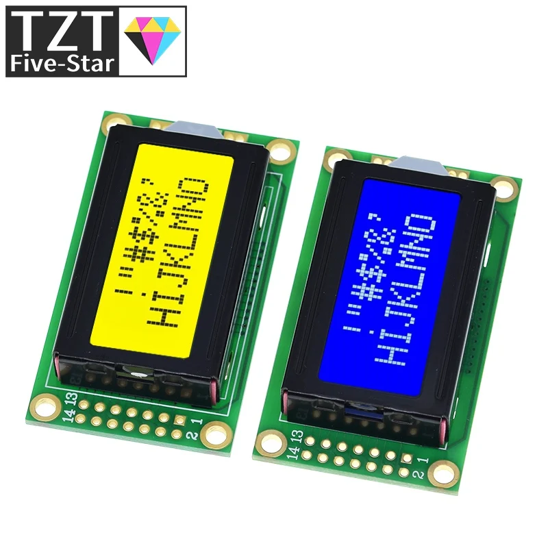 TZT 8 x 2 LCD Module 0802 Character Display Screen Blue / Yellow Green For Arduino