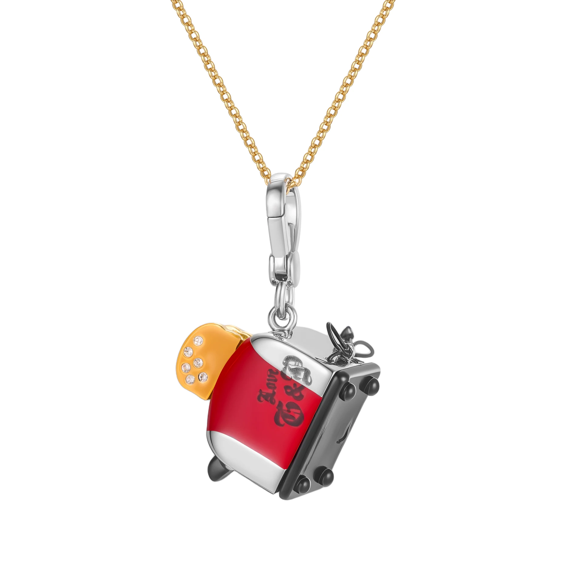 

1Pc Enameled Letter Print And Diamond-encrusted Bread Maker Pendant,A Sophisticated Necklace With A Movable Design,Girl Gift