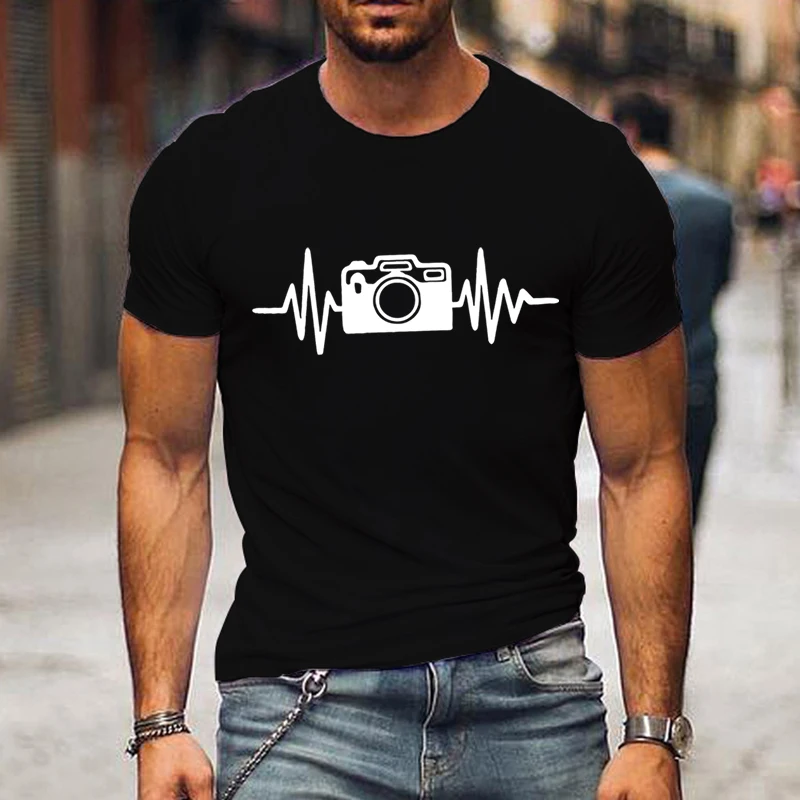 Camisetas de calle con estampado de latido de corazón para hombres y mujeres, camisetas luminosas, camisetas de manga corta de verano, camiseta de