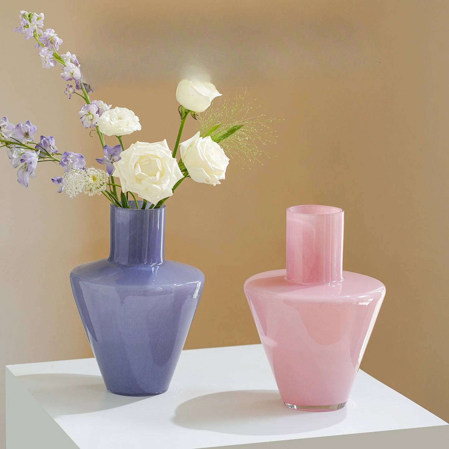 

Medieval glass vase French glazed living room entrance ornament desktop flower arrangement ornament