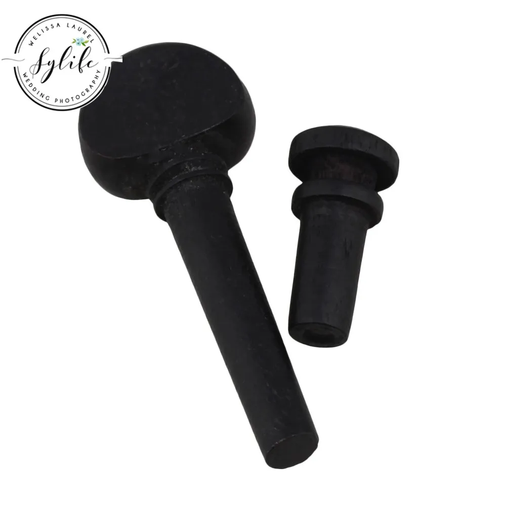 Black Ebony 3/4 Violin Tuning Pegs Tuners with Tail End Pin 58 x 21mm