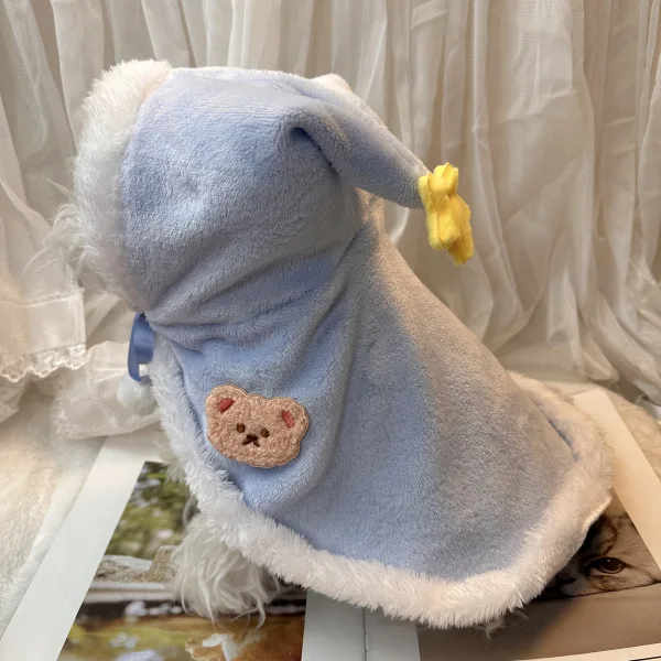 Party Pet Hat Plush Cape Blanket Headwear Pet Dog Cat Clothes Cute Star Bear Coat Dress Designer Dog Clothes for Small Dogs