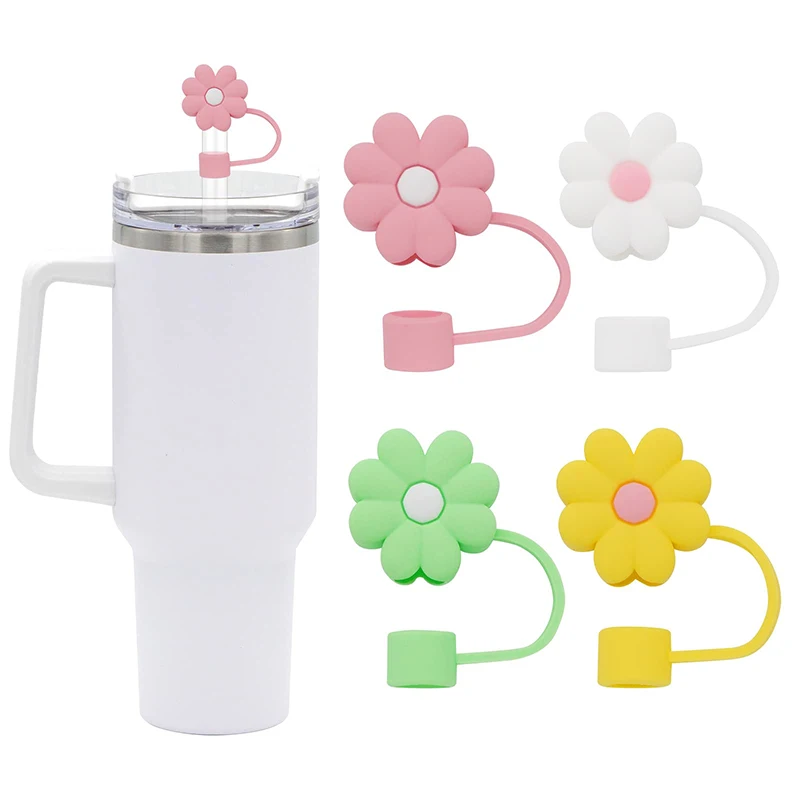 

Reusable Flower Shape Straw Cover For Cup Cute Straw Topper With Handle,10mm/0.4in Silicone Flower Straw Cover Wholesale