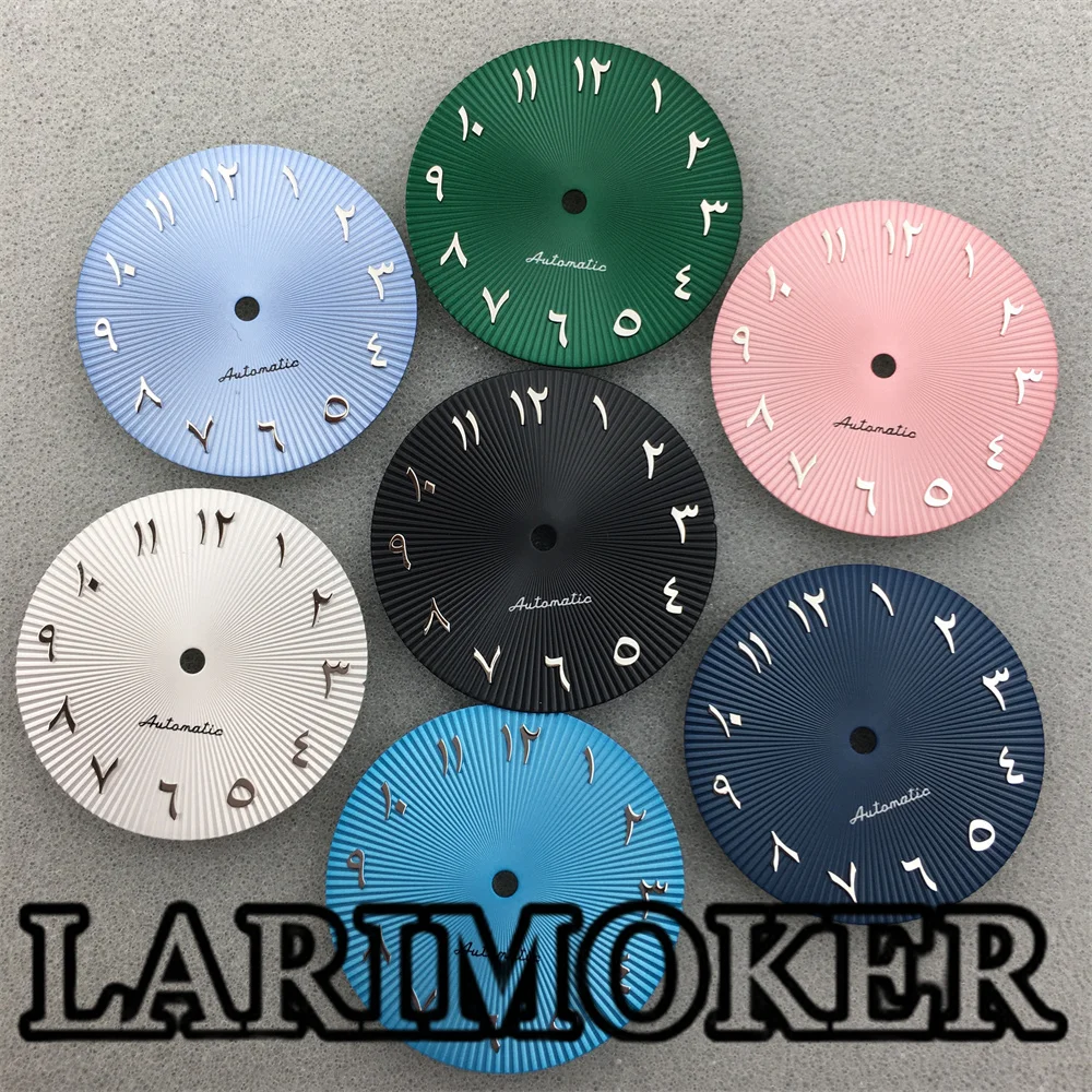 

LARIMOKER 29mm black pink blue green silver watch dial fit NH35 NH36 ETA2824 2836 Miyota8215 DG2813 3804 movement