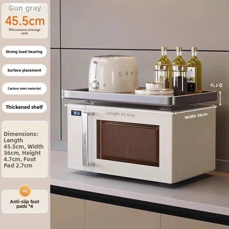 Multifunctional Kitchen Countertop Microwave Oven Baking Oven Storage Rack Layered Shelf Stand Plate Iron Material No Install...