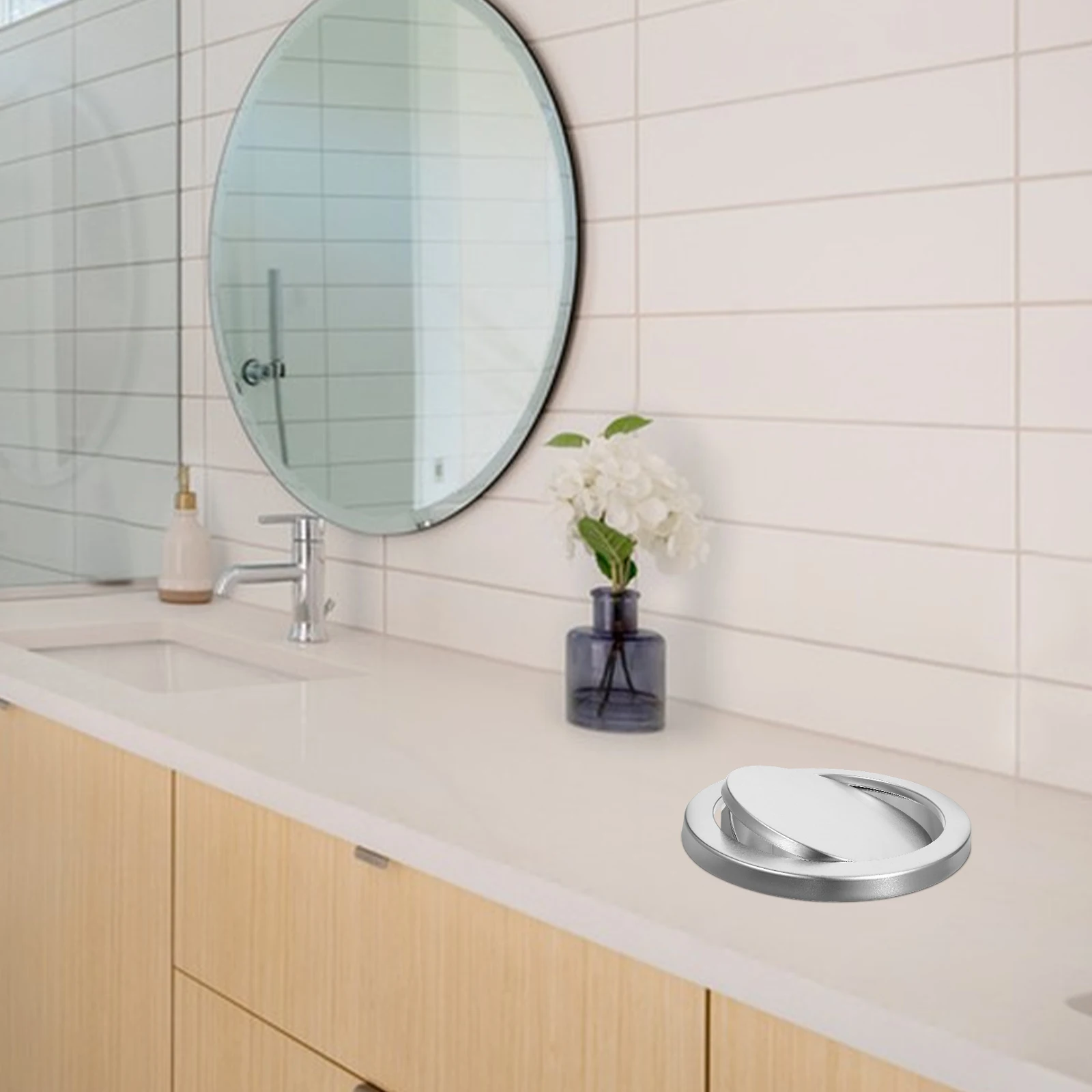 

1pcs Stainless Steel Flip Trash Can Lid Swing Style Smooth Surface Easy Installation Fits Public Places Garbage Bin Part