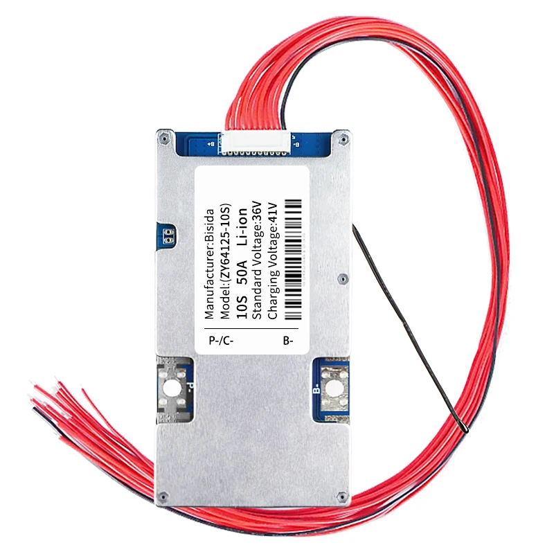 Bisida BMS 10S 36V 15A/30A/50A Lithium PCB Protection Board with Balance Wire and NTC, Common Port,, Li-Ion BMS