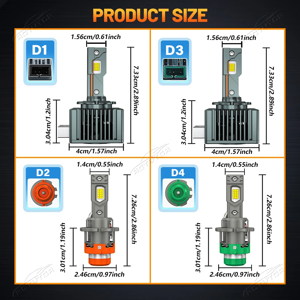Lampu Depan LED D4S D2S Canbus 1:1 HID D1S D3S D1R D2R D3R D4R Lampu Mobil 8800000LM 5200W Plug&Play Turbo LED Bulb Untuk Mobil