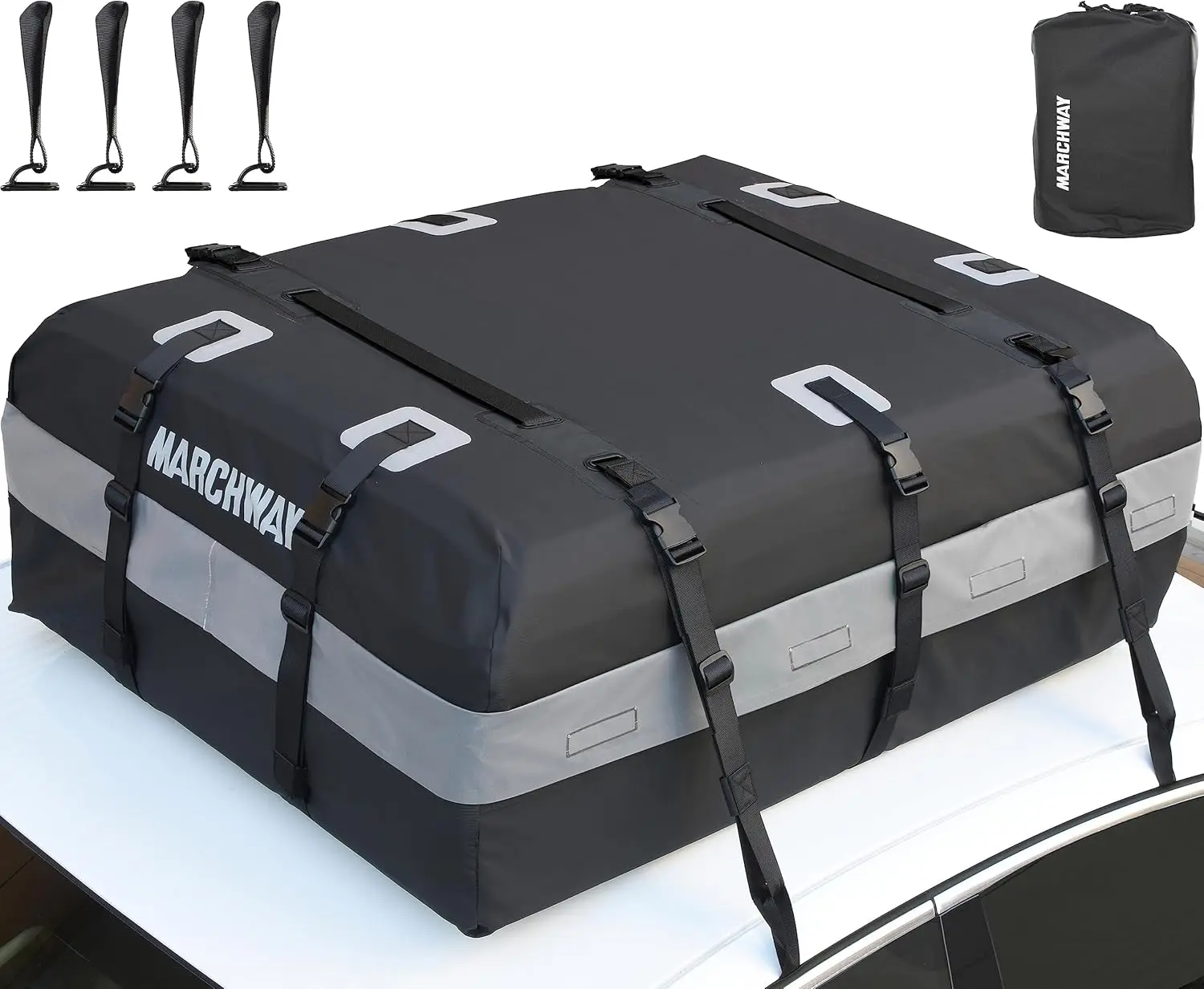

Waterproof Rooftop Cargo Carrier Bag for Vehicles, 21 Cubic Feet with Anti-Slip Mat & Lock, Black
