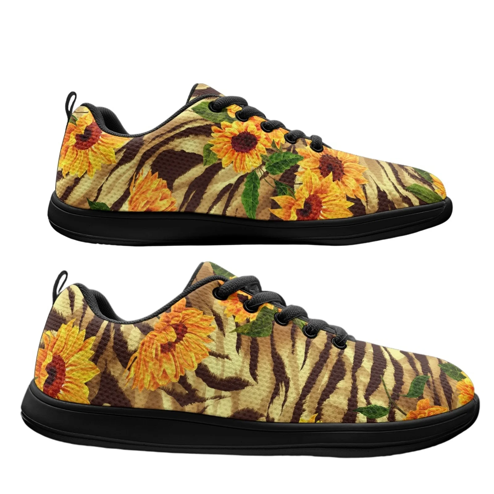 PENSTROLL Tiger Sunflower Wide Sneakers Walking Shoes for Mens Comfortable Barefoot Shoes