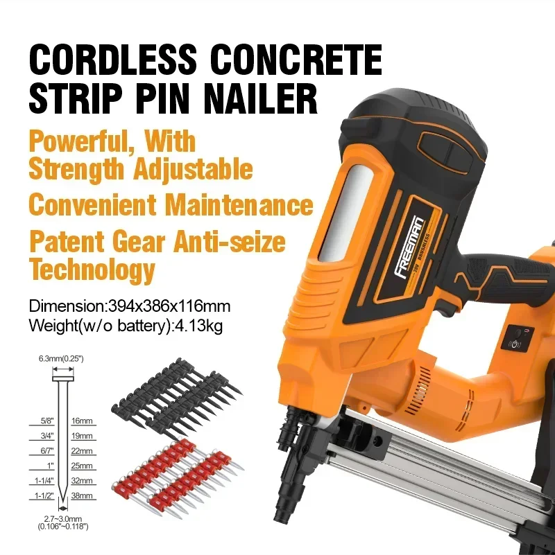 2026/Freeman 20V Brushless Motor Lithium Ion Battery Power Tools Electric Nail  Machine Strong Cordless Concrete Nailer view 2