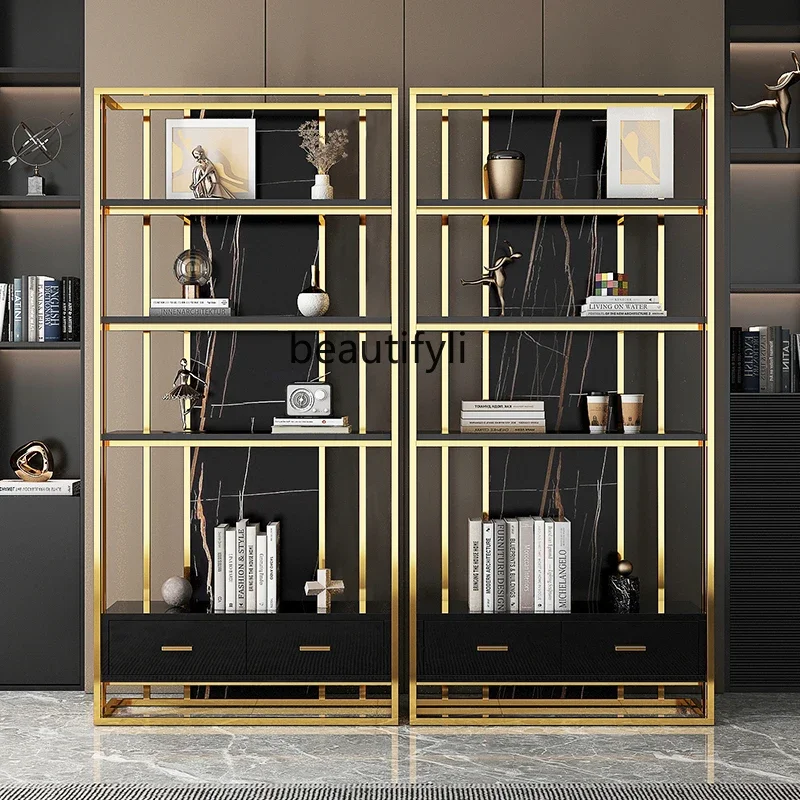 

Light damage stainless steel bookshelf metal office modern shelf high-grade Bogu shelf whole wall bookcase