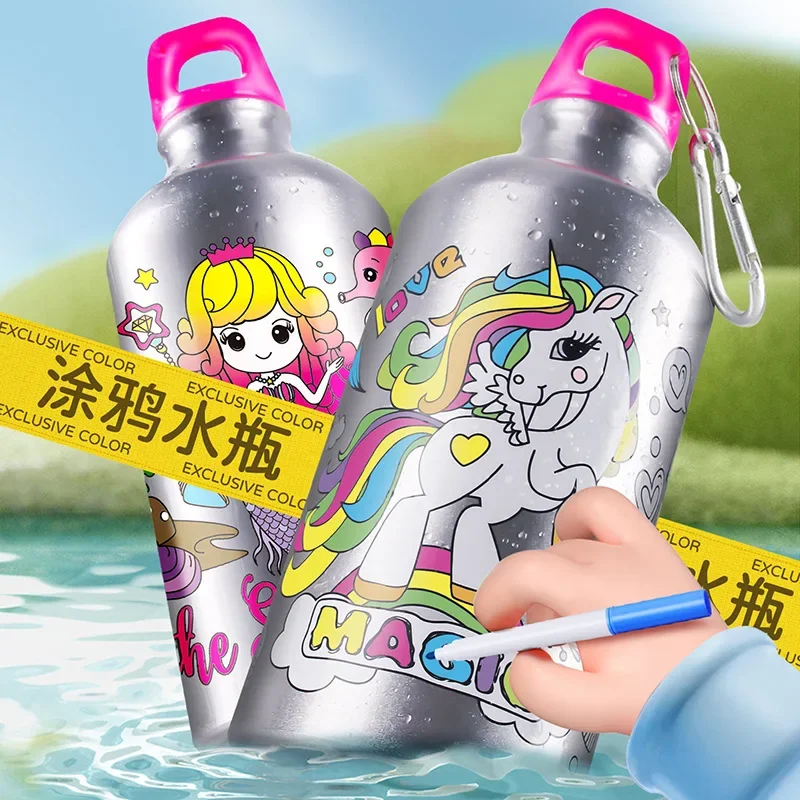 Kinder Outdoor-Aktivitäten Wasser flasche Meerjungfrau Graffiti Färbung DIY