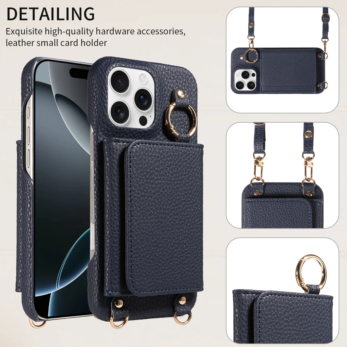 Voor IPhone 16 15 Pro Max 14 13 12 Serie PU Leer Magsafe Magnetische Draadloos Opladen Schokbestendig Crossbody Portemonnee Telefoon case