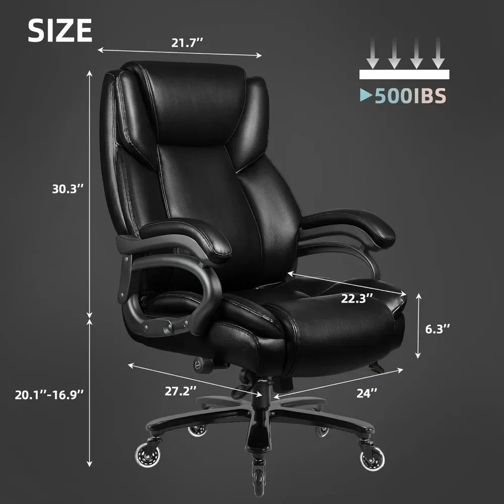 500lbs Heavy Duty Office Chair for Low Back Pain Relief, Big and Tall Office Chair with Ergonomic Lumbar Support