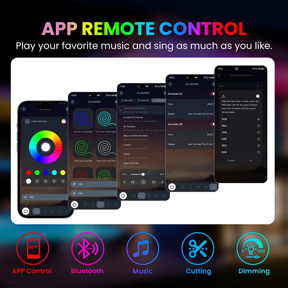 Bluetooth RGB LED Neon Strip Light 5V 3AA Battery Box 17Key 24key 44key Remote Control 108Leds/M 1M 2M 3M Waterproof Home Decor