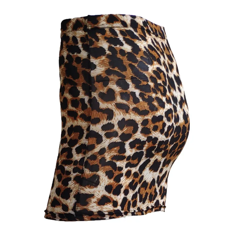 Saia de cintura alta estampada de leopardo feminina, bodycon, mini, poliéster, fundo, push up, casual, elástico, fino, clube, sexy, verão, novo