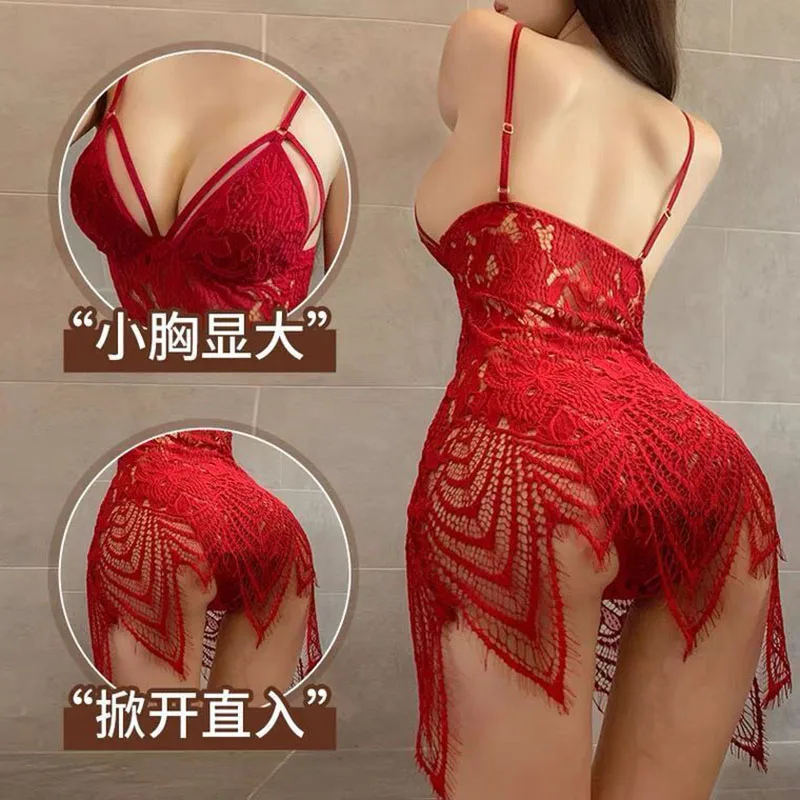 Women's Sleep Sleepshirts Fun Underwear Emotional Temptation Passionate Flirting Hanging Strap Couple teases Charming Nightgowns