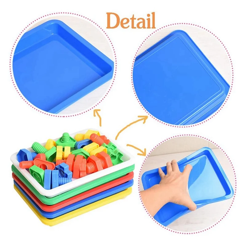 10 PCS Multicolor Plastic Art Trays,Activity Plastic Tray,Serving Tray For Art And Crafts,Painting,Organizing Supply