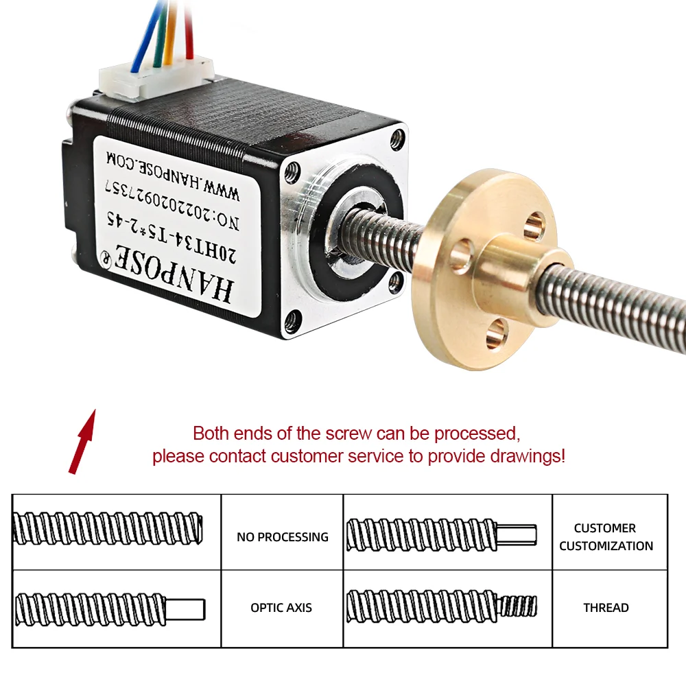 Motor de passo de parafuso nema8 20HT34  0,8a 1.5v pequeno motor de parafuso linear conjunto de porca em forma de t pod
