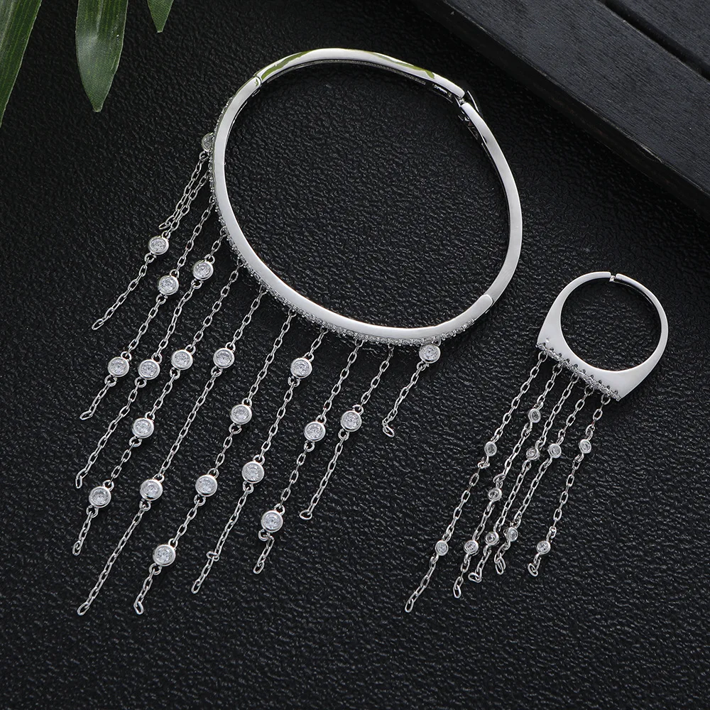 

HIBRIDE New Jellyfish Animal Fringe Bracelet Ring Set Women's Dress Everyday Decorative Jewelry Holiday Wedding Party Gift B211