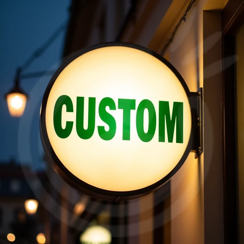 صندوق إضاءة LED مستدير مخصص للأعمال الخارجية مقاوم للماء من الأكريليك مزدوج الجوانب لواجهة المتجر مثبت على الحائط