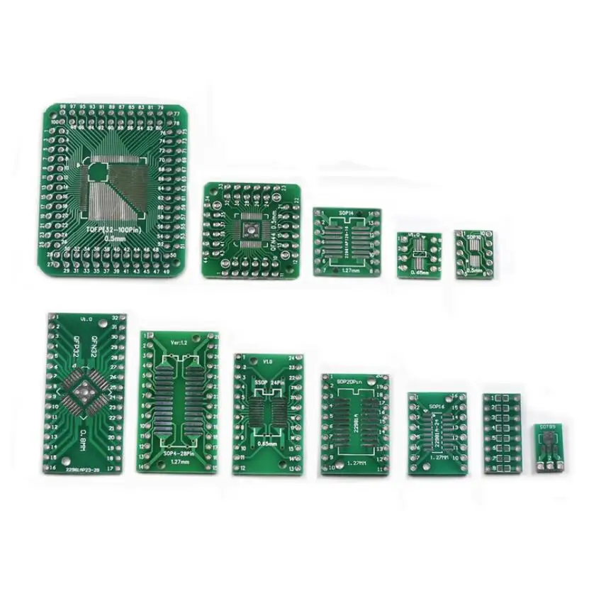 (2-10PCS)SMD to direct insertion PCB SOP8/14/16/20/24/SOT23/QFN/QFP to DIP universal adapter board