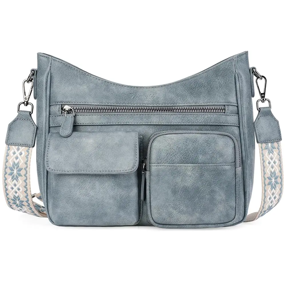 Crossbody Bags for Women Trendy Vegan Leather Crossbody Purse Shoulder Handbags Multiple Pockets Hobo Bag Ladies