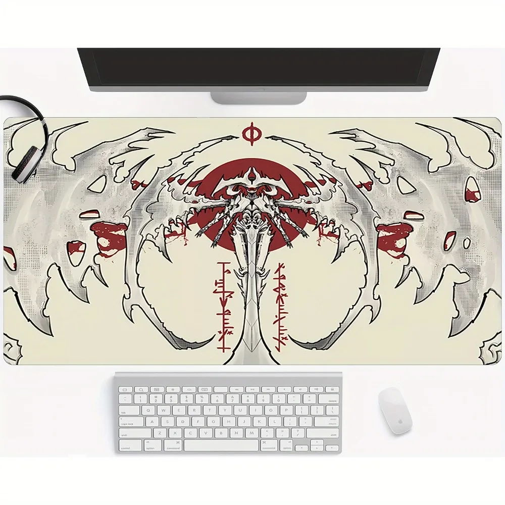 Grand tapis de souris pour jeux - Tapis de clavier ultra-lisse, motifs spectaculaires rouges et blancs, tapis de bureau, tapis de souris