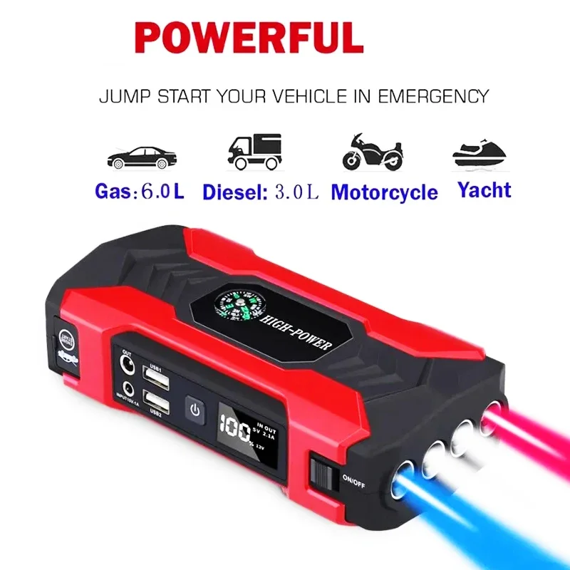 

Peak Current 30Ah Car Jump Starter Power Bank 12V Portable Car Battery Booster Charger Starting Device Petrol Diesel Car Starter