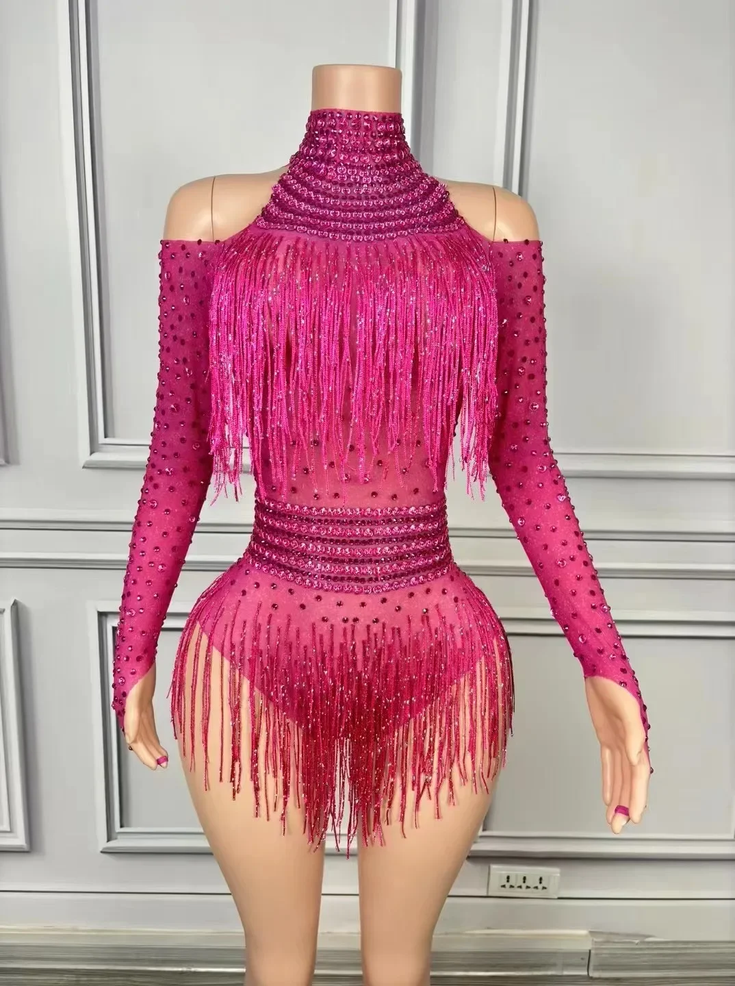 

Talent Show Nightclub Bar Jumpsuit Model Catwalk Banquet Party Dress Latin Dance Cha Cha Dance Costume