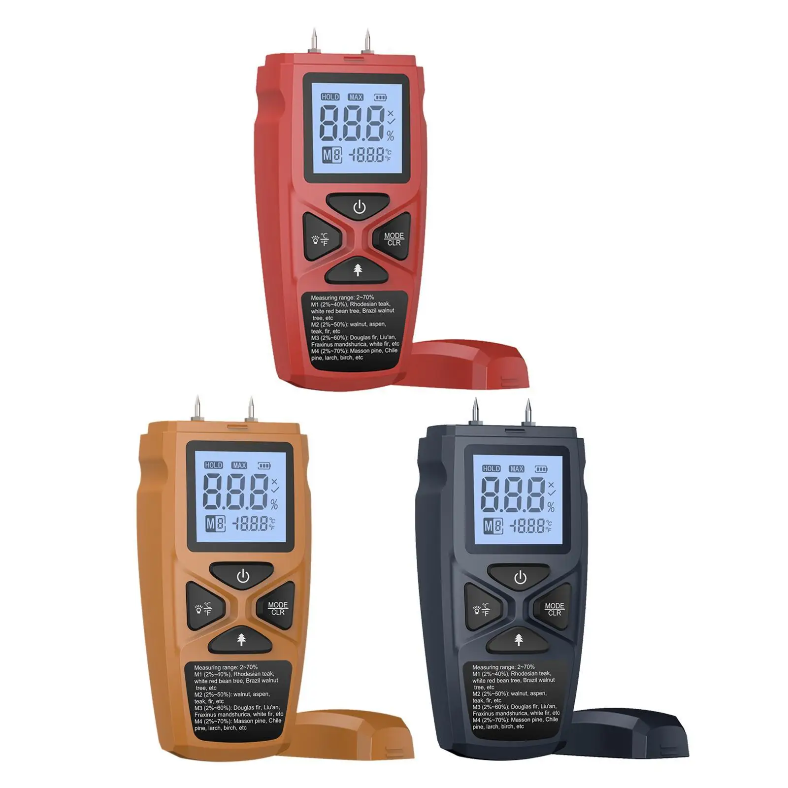 Medidor de umidade de madeira portátil, higrômetro portátil para carpintaria, materiais de construção, testador de umidade para drywall, piso de madeira