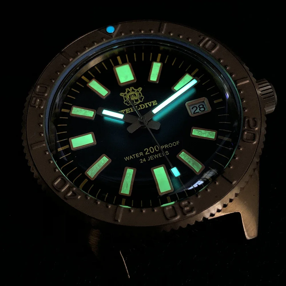 STEELDIVE SD1962S C3 Green Luminous Sapphire Glass NH35 Automtic Movement Black Dial Mens Dive Watch