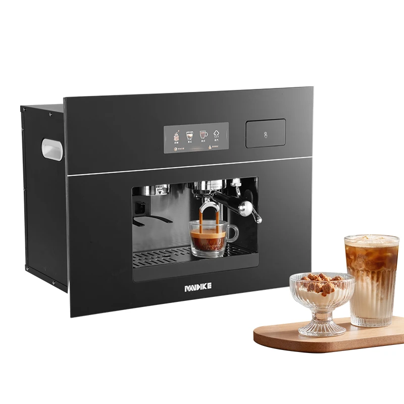 

MANDIKE Home Use Stainless Steel Semi-Automatic Coffee Maker Vibration Smart Display Screen Built-In Machine For Household Use
