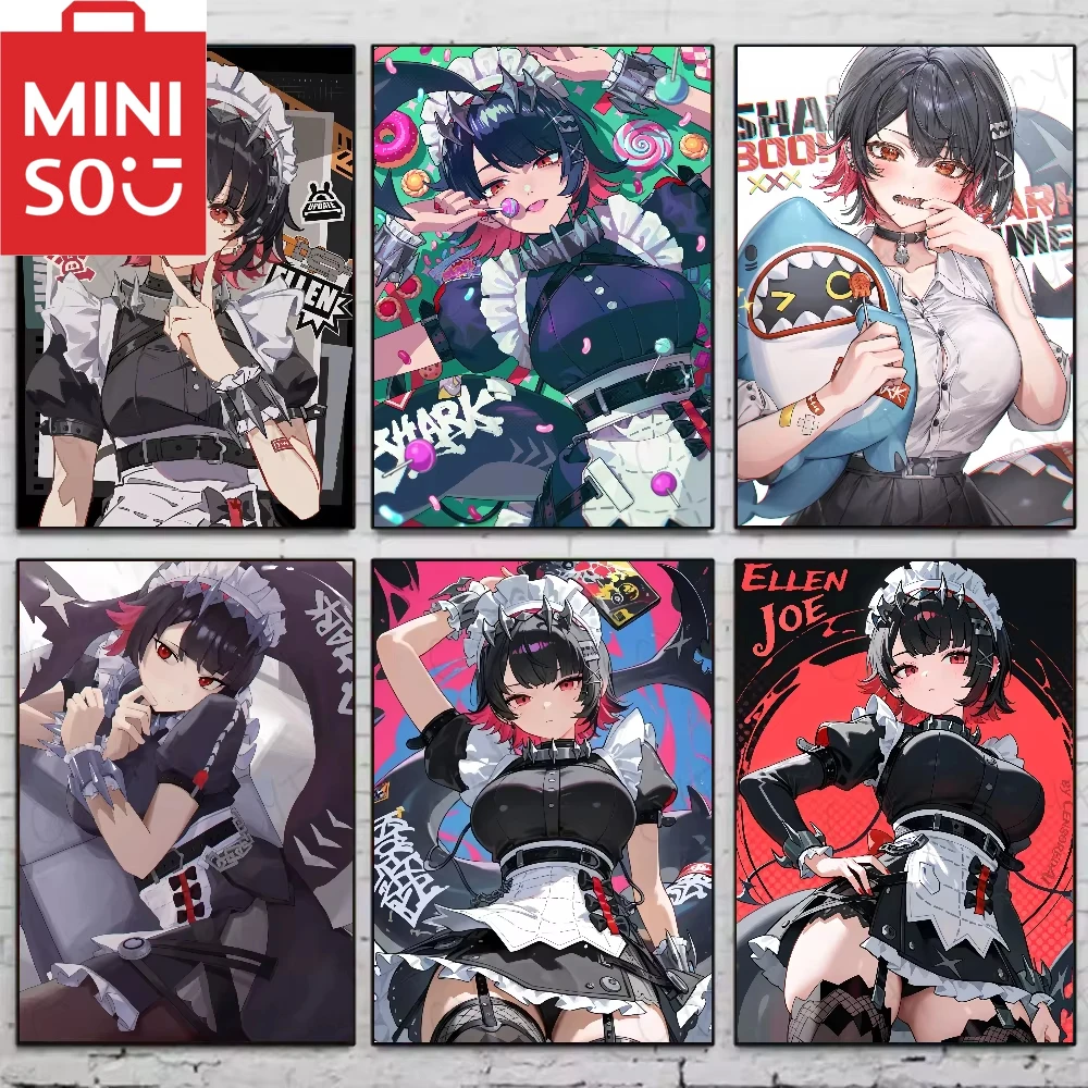 

MINISO DIY картина маслом по номерам ZZZ Ellen Joe Game Zenless Zone Zero украшение дома настенный декор для гостиной подарочная рамка